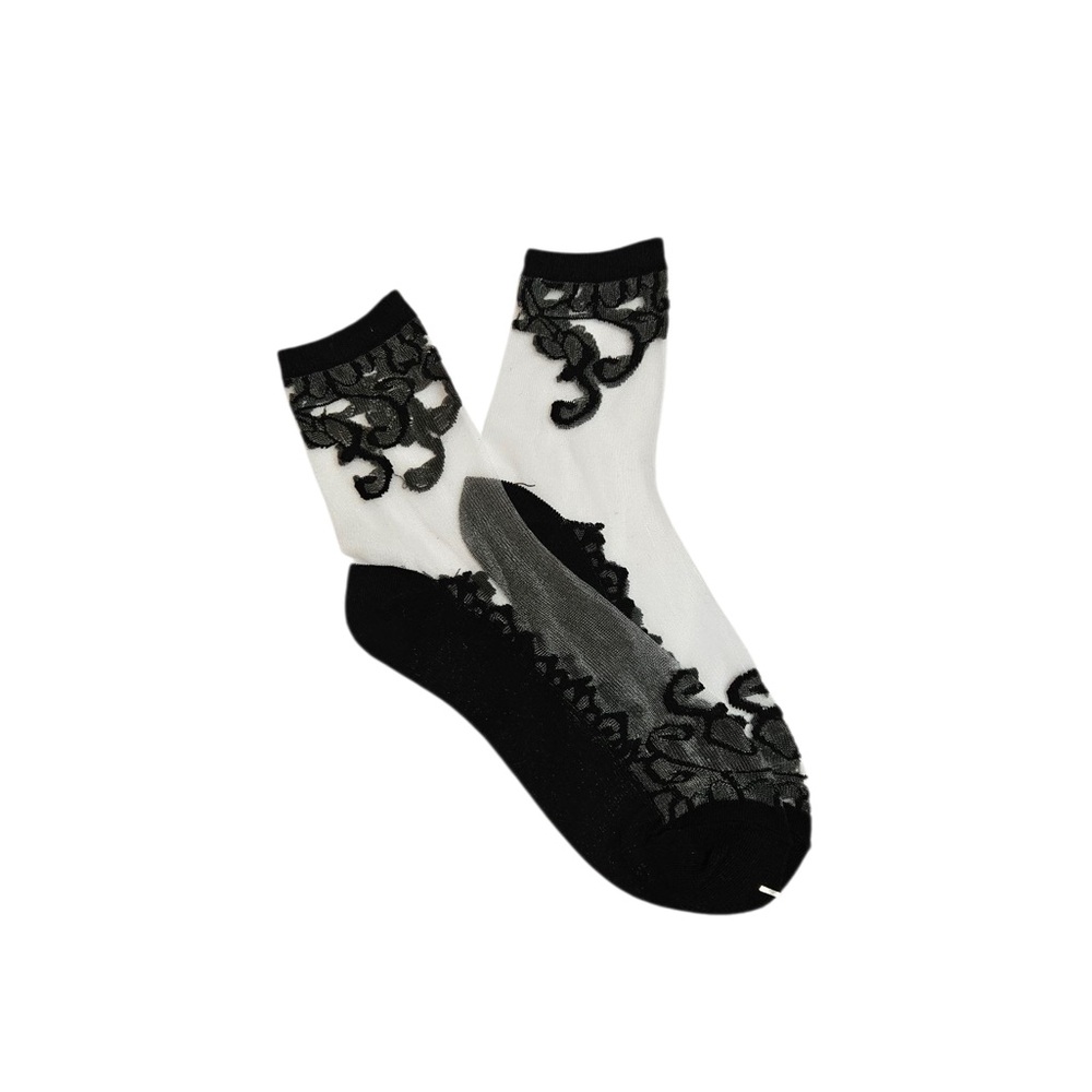 Elegant Black and White Lace/Mesh Socks